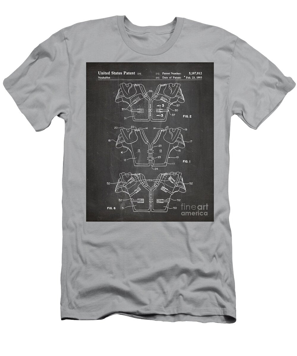 Football Pads Patent American Football Art Chalkboard Patent Press T-Shirt