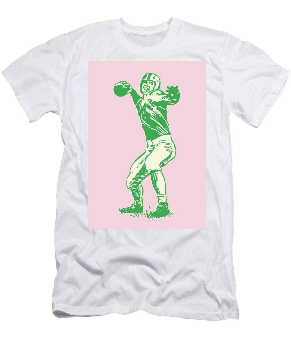 Football Player About to Throw Ball Csa Images T-Shirt
