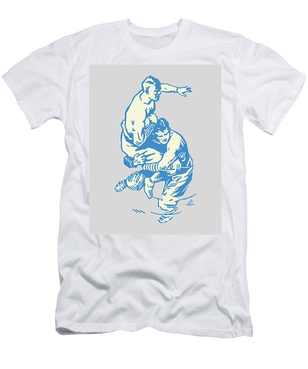 Football Player Holding Ball While Being Tackled Csa Images T-Shirt