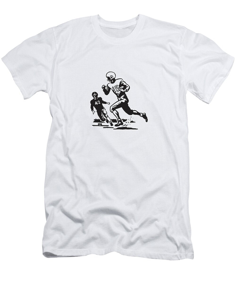 Football Player Running with Ball and About to Be Tackled Csa Images T-Shirt