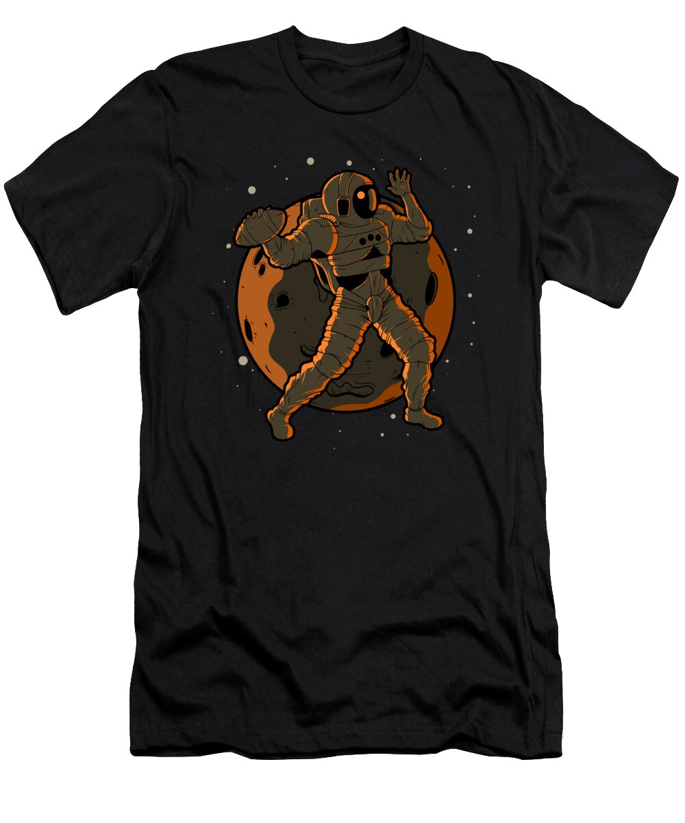 Football Quarterback Astronaut Outer Space Spaceman Kevin Garbes T-Shirt