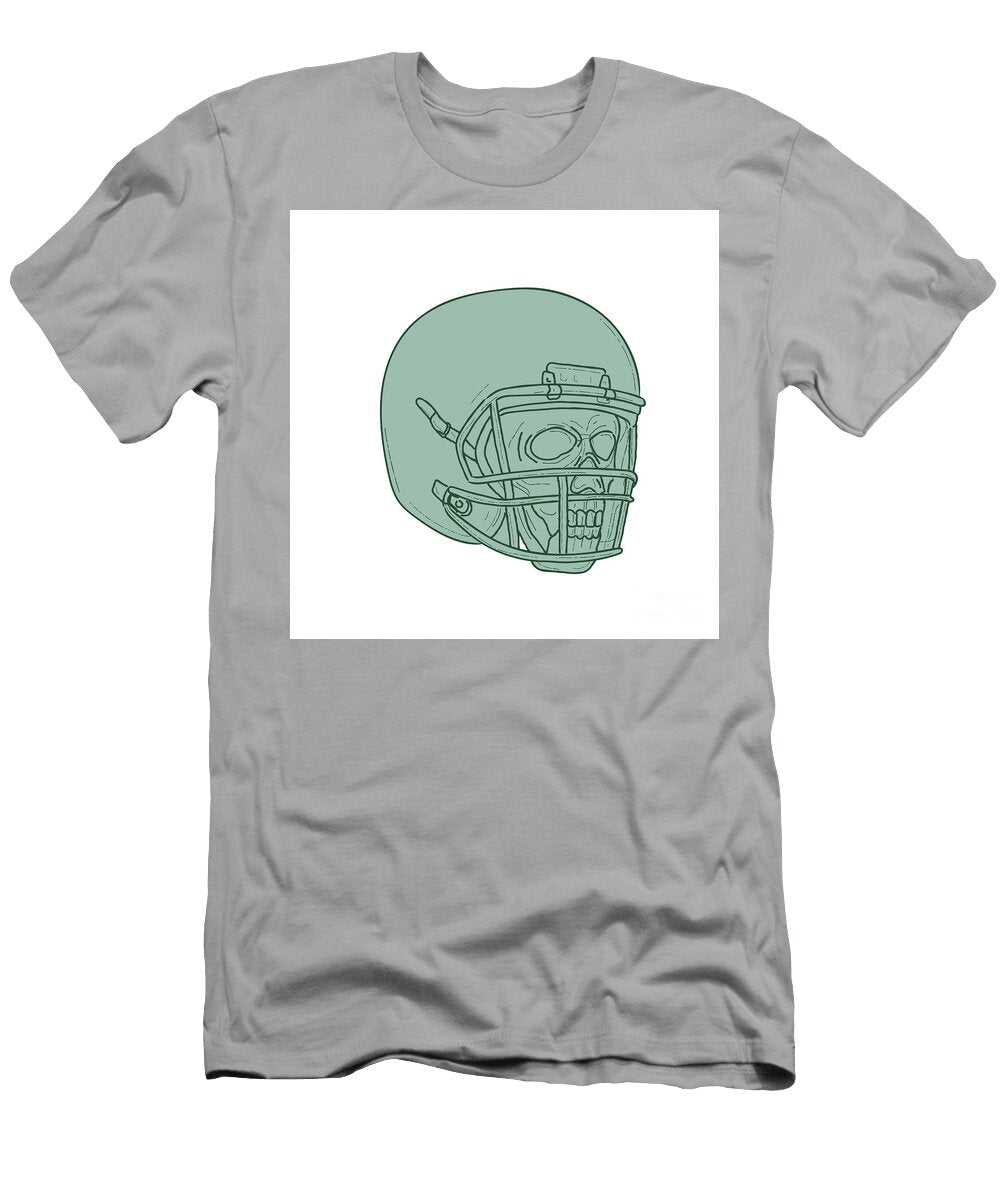 Football Quarterback Skull Drawing Aloysius Patrimonio T-Shirt