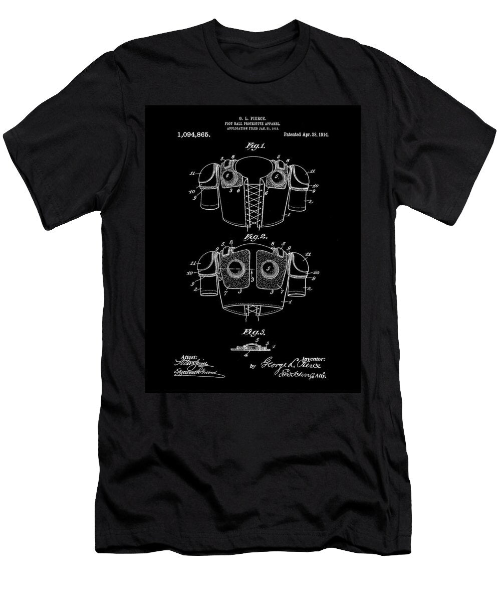 Football Shoulder Pads Patent 1913 Black Stephen Younts T-Shirt