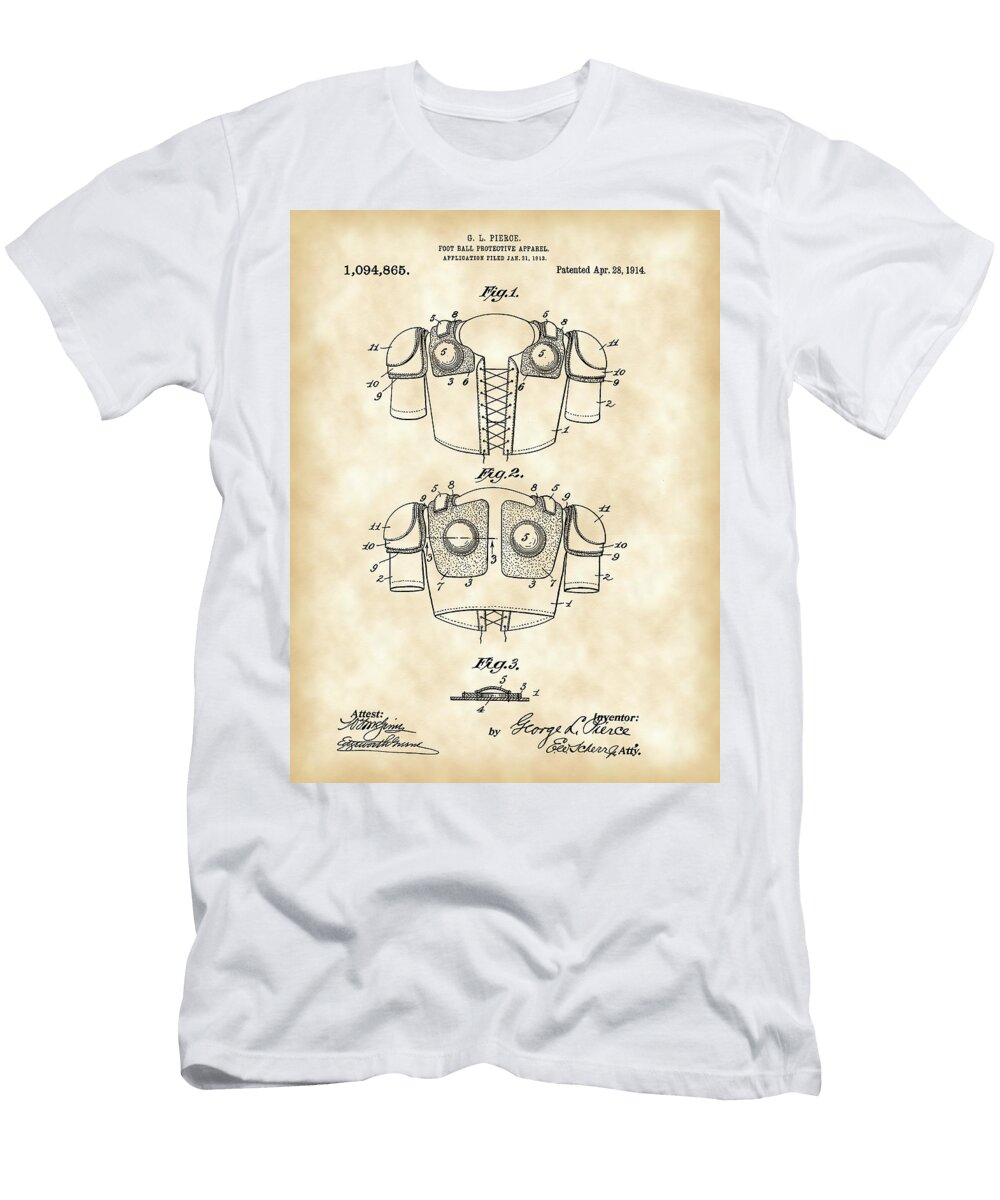 Football Shoulder Pads Patent 1913 Vintage Stephen Younts T-Shirt