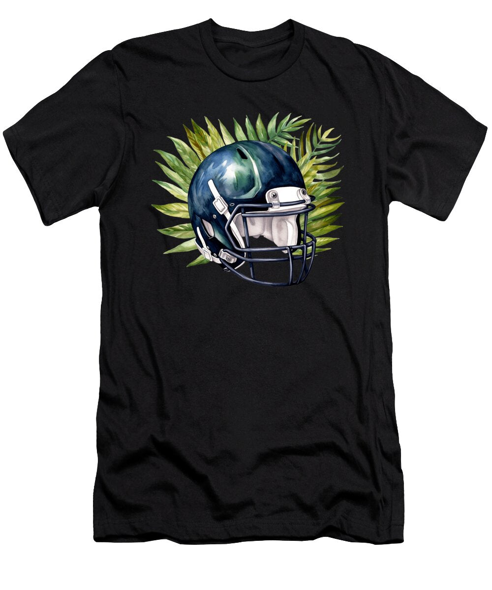 Football Touchdown in Tropical Jungle Leaves Quarterback Heidi Joyce T-Shirt