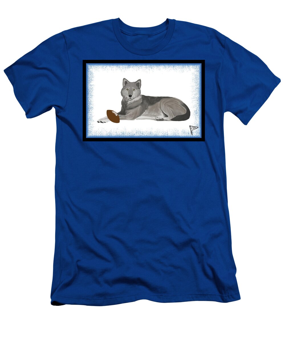 Football Wolf Blue College Mascot Designs T-Shirt