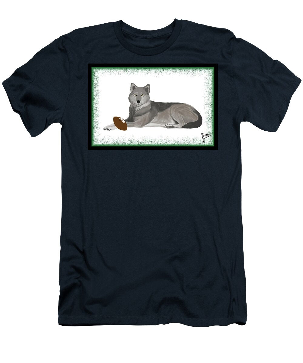 Football Wolf Green College Mascot Designs T-Shirt