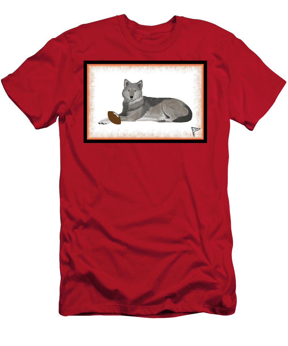 Football Wolf Orange College Mascot Designs T-Shirt