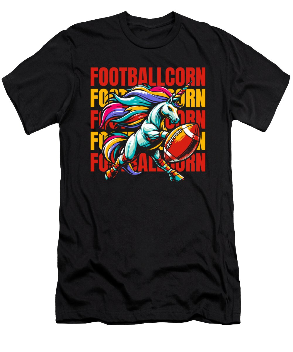 Footballcorn American Football Footballer Player Unicorn Crazy Squirrel T-Shirt