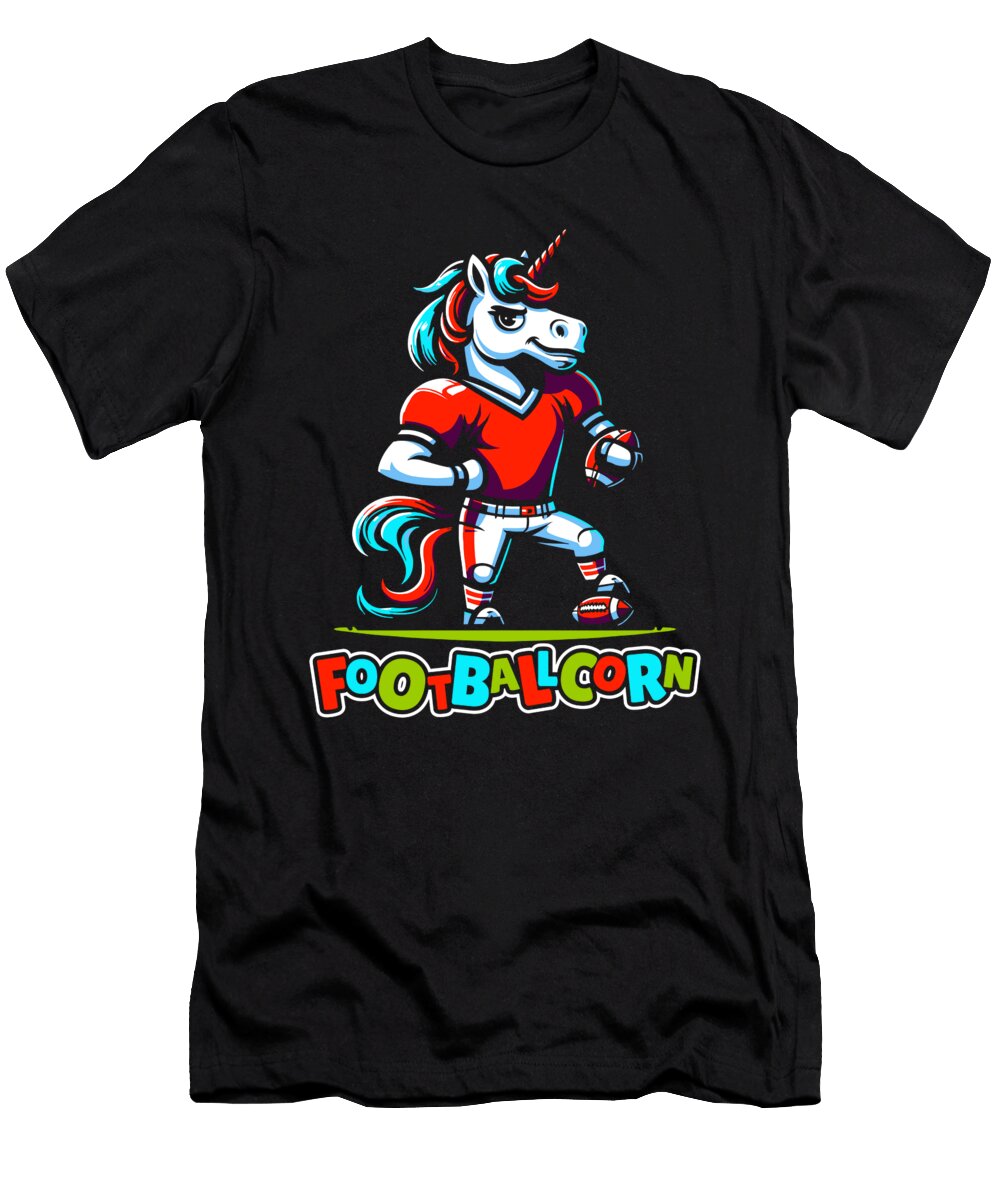 Footballcorn Football Player Footballer American Unicorn Crazy Squirrel T-Shirt