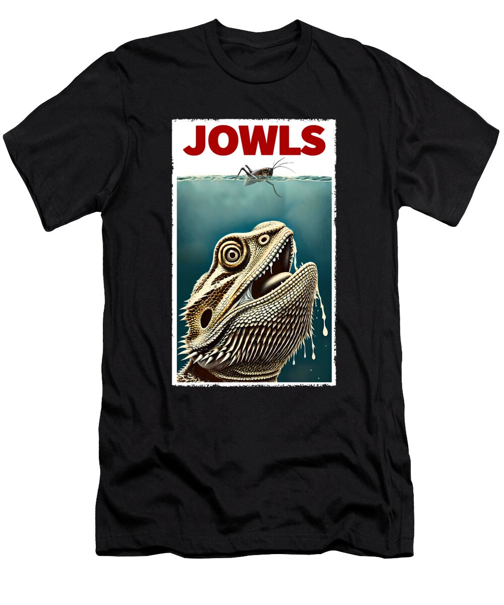Funny Bearded Dragon and Cricket Parody Jowls Bearded Dragon Lover Job T-Shirt