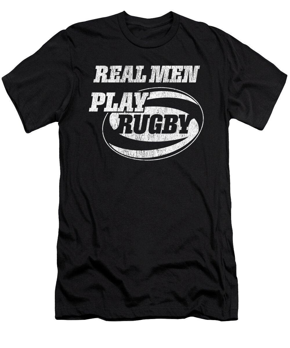 Funny Mens Rugby Ar Real Men Play Rugby Vector Deluxe T-Shirt