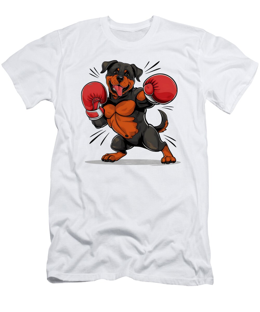 Funny Rottweiler Boxing Lover Pets Dogs Boxing Studi Alex T-Shirt