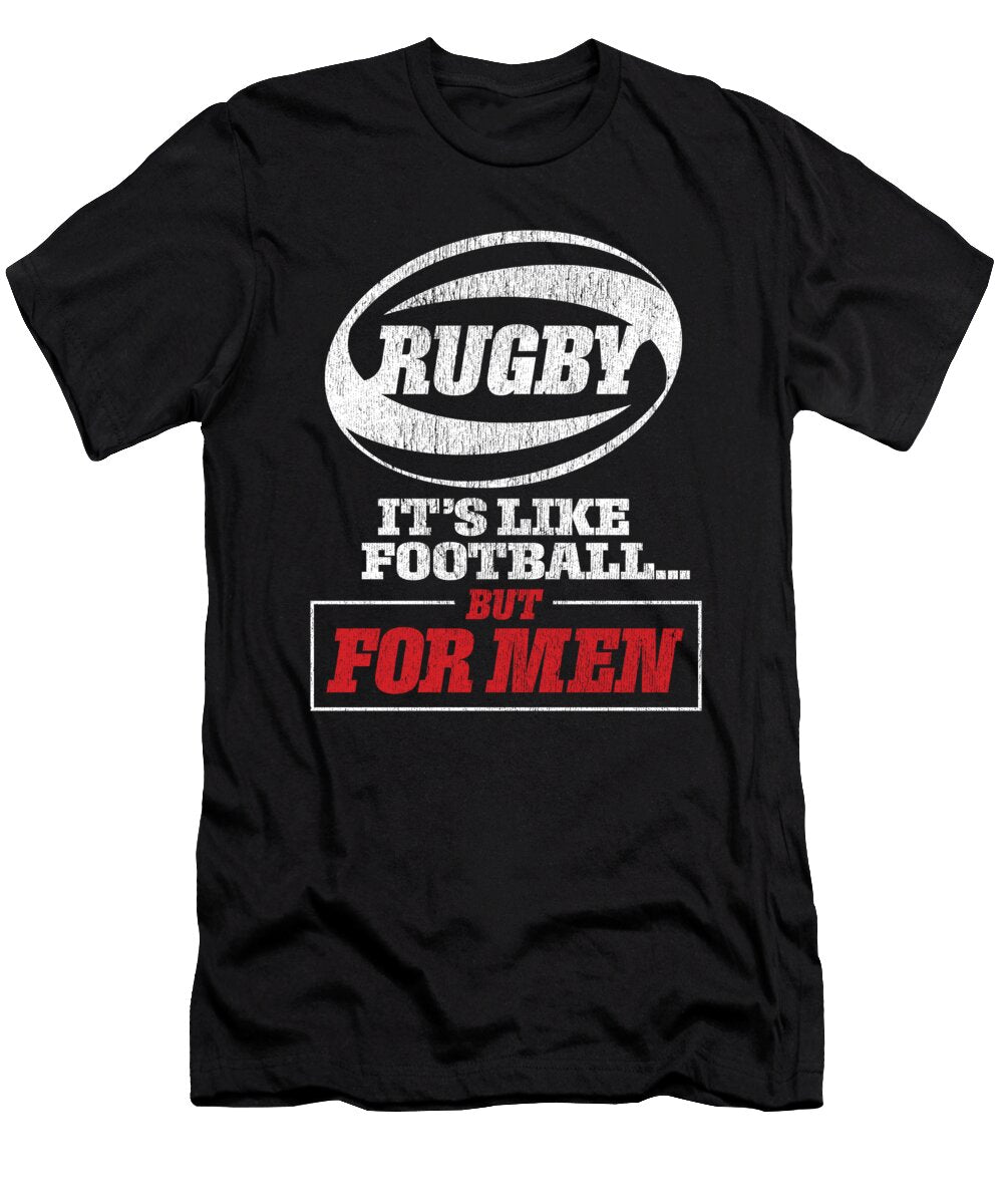 Funny Rugby Prin Rugby Its Like Football for Men Faded Vector Deluxe T-Shirt