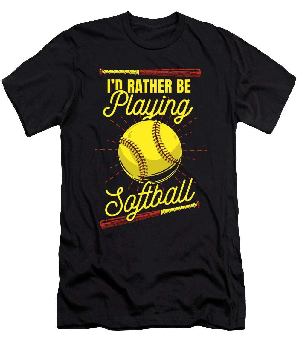 Funny Softball Catcher Batter Pitcher Softball Crazy Squirrel T-Shirt