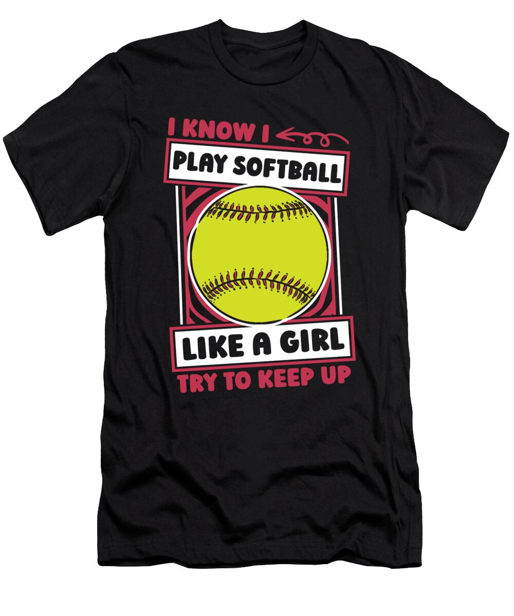 Funny Softball Catcher Pitcher Batter Softball Crazy Squirrel T-Shirt