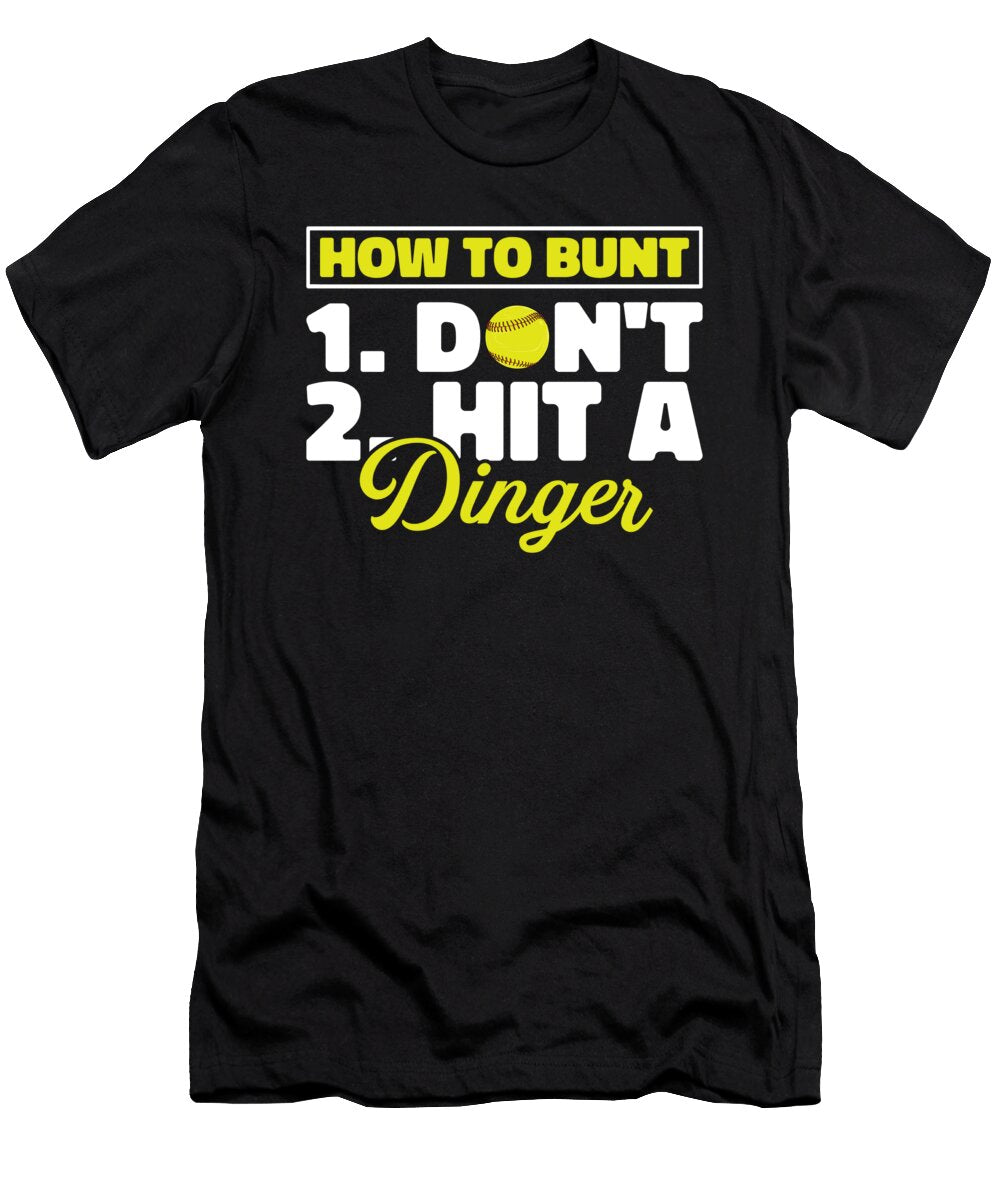 Funny Softball Pitcher Batter How to Bunt Dont Hit a Dinger Crazy Squirrel T-Shirt