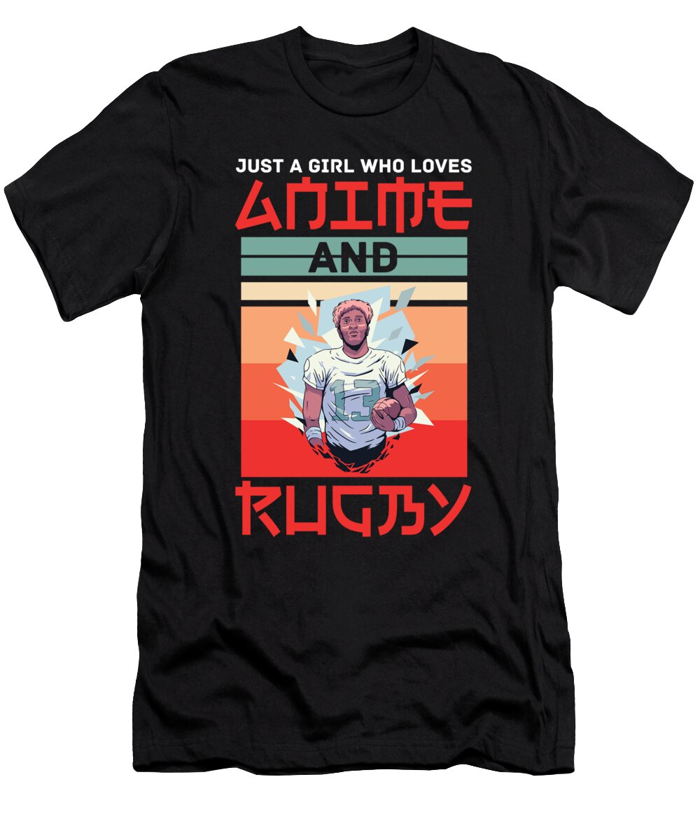 Girl Loves Anime and Rugby American Football Otaku Florian Dold Art T-Shirt