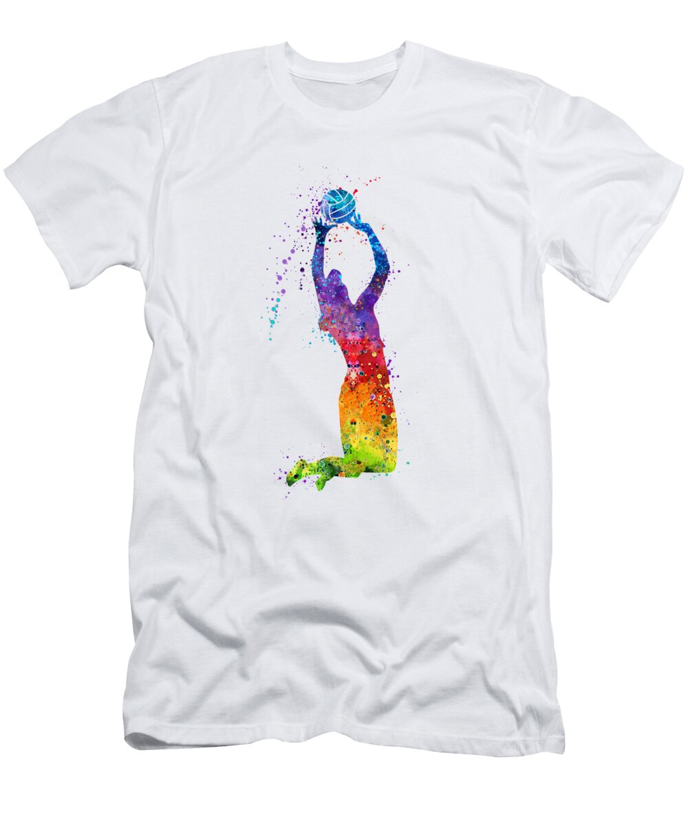 Girl Volleyball Player Setter Watercolor Sport Gift White Lotus T-Shirt