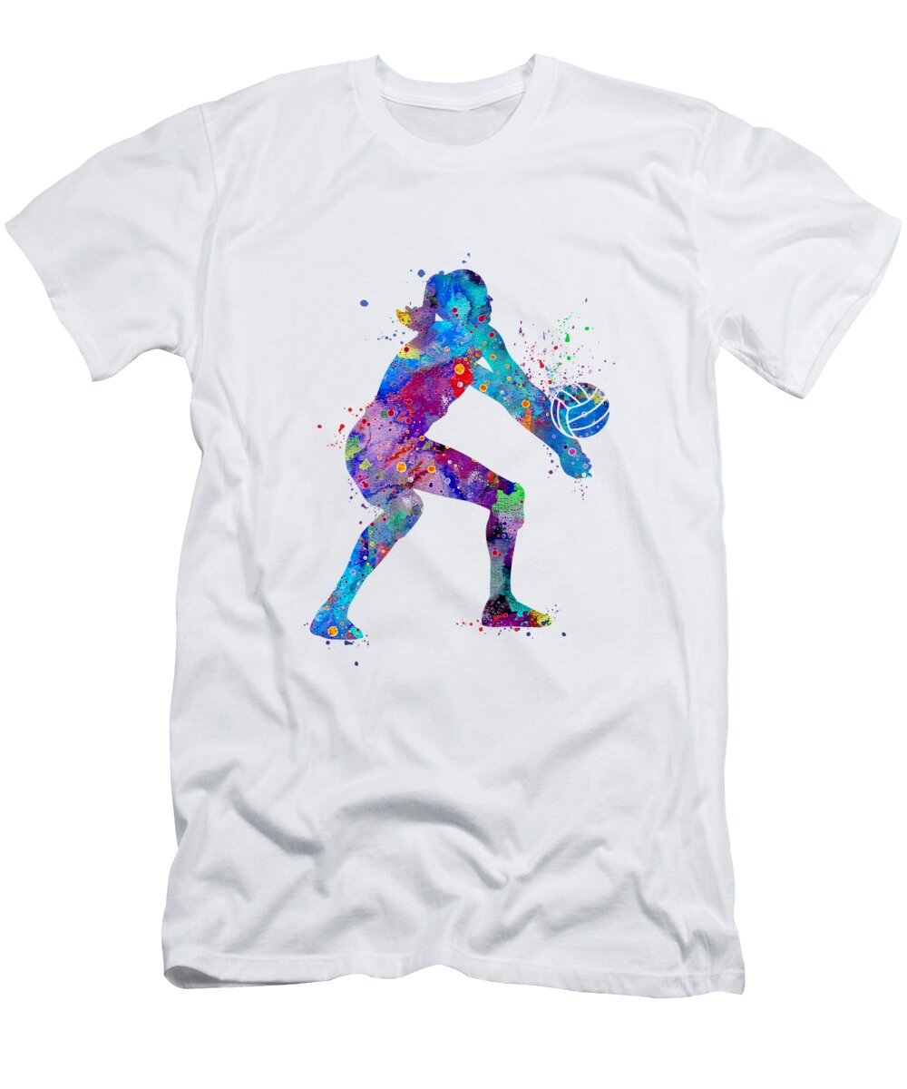 Girl Volleyball Player Watercolor Sport Gift White Lotus T-Shirt