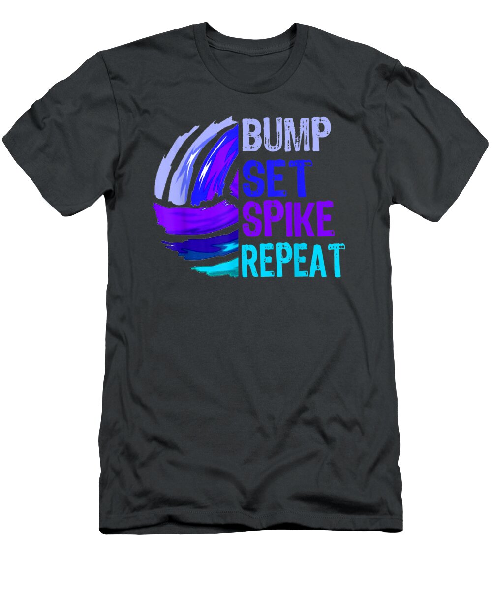 Girls Volleyball Bumpetpike Repeat Blue Purple Zorawa Silver T-Shirt