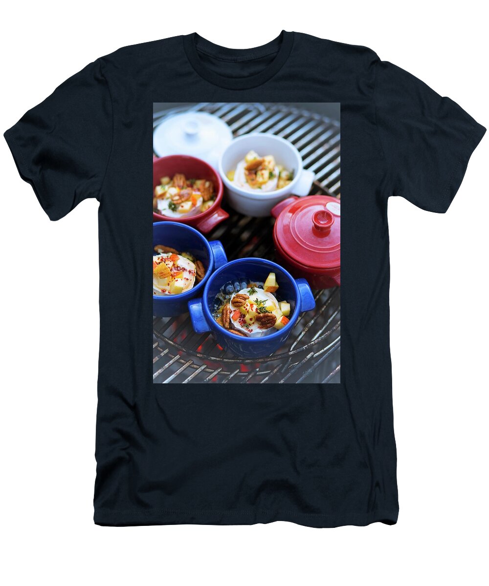 Goats Cheese with Nuts and Honey in Ramekins on a Barbecue Jalag Wolfgang Schardt T-Shirt