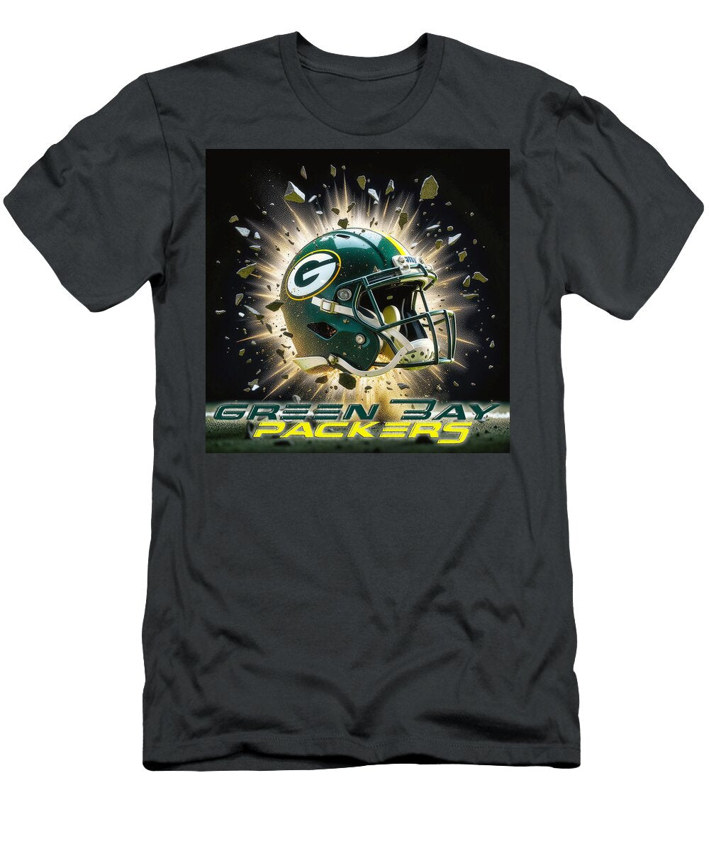 Green Bay Packers Explosive Helmet Kevin Walker and Pixel Reverie T-Shirt