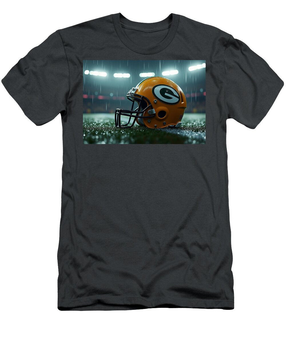 Green Bay Packers Helmet Under Stadium Lights Kevin Walker and Pixel Reverie T-Shirt