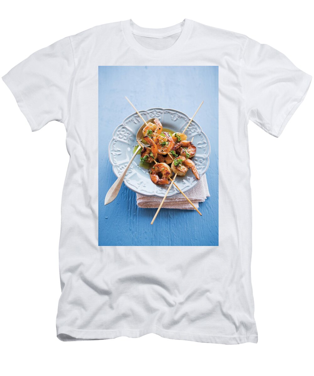 Grilled Caribbean Prawn Skewers with Coriander Dressing Michael Wissing T-Shirt