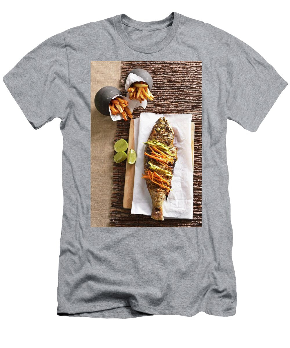 Grilled Chermoula Silver Salmon with Chips Great Stock T-Shirt