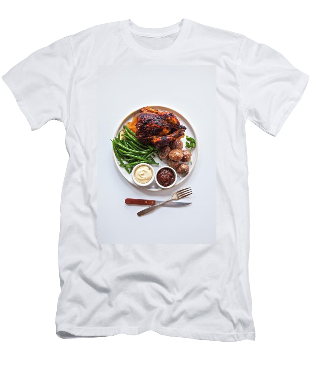 Grilled Chicken Roasted Potatoes Green Beans Barbecue Source and Mayonnaise Andre Baranowski T-Shirt