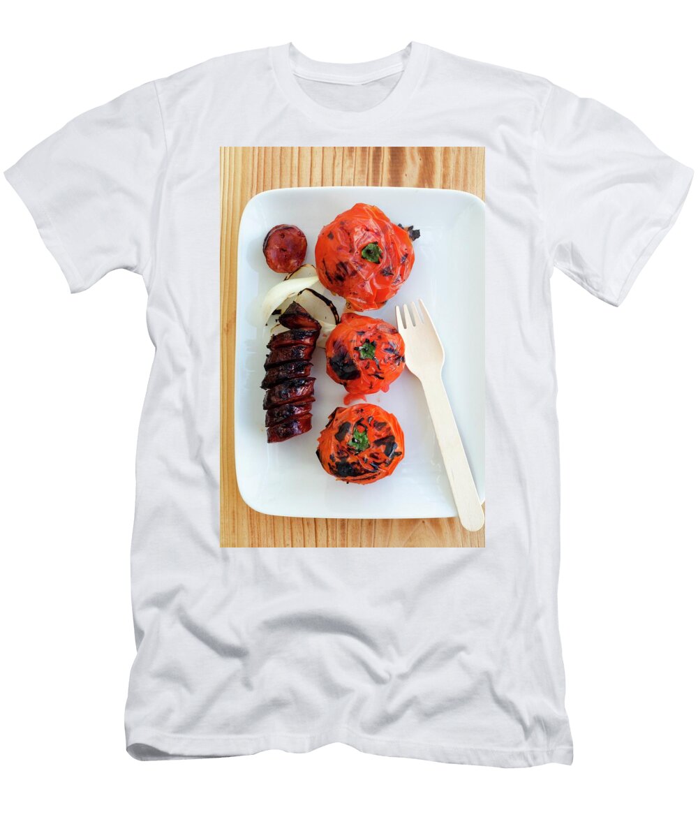 Grilled Chorizo and Tomatoes Seen From Above Bruno Galrito T-Shirt