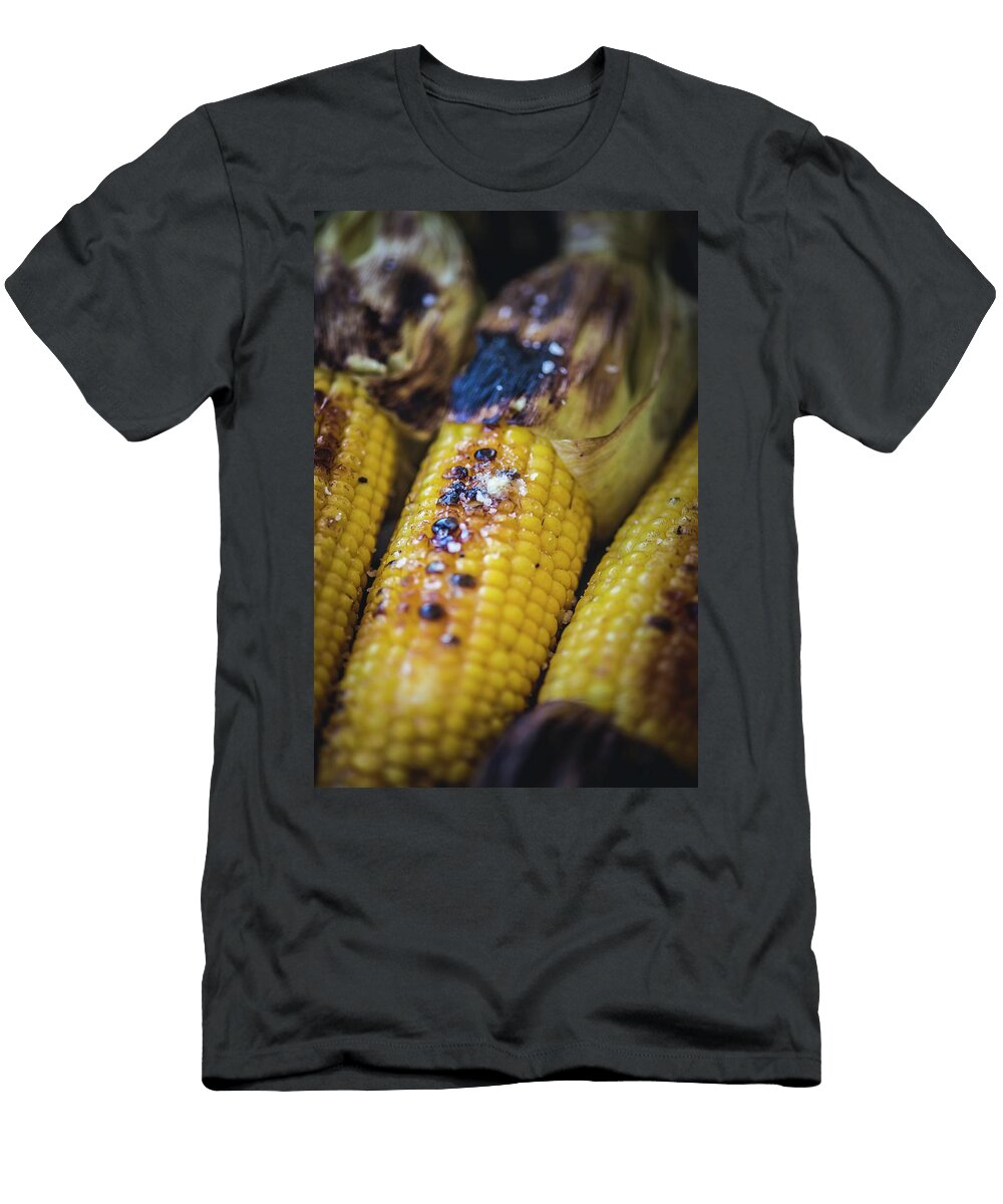 Grilled Corn on the Cob on the Barbecue Close Up Eising Studio T-Shirt