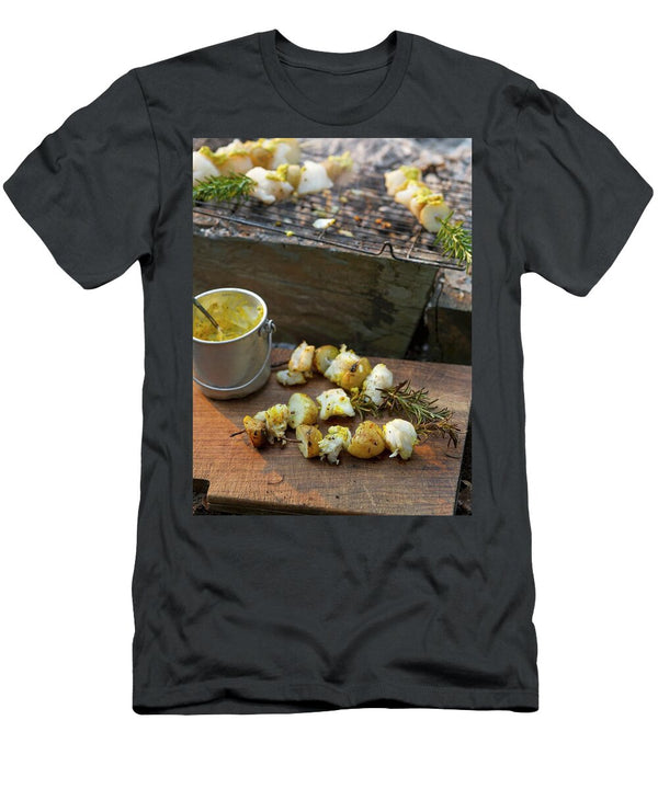 Grilled Fish and Potato Skewers with Curry Tim Winter T-Shirt