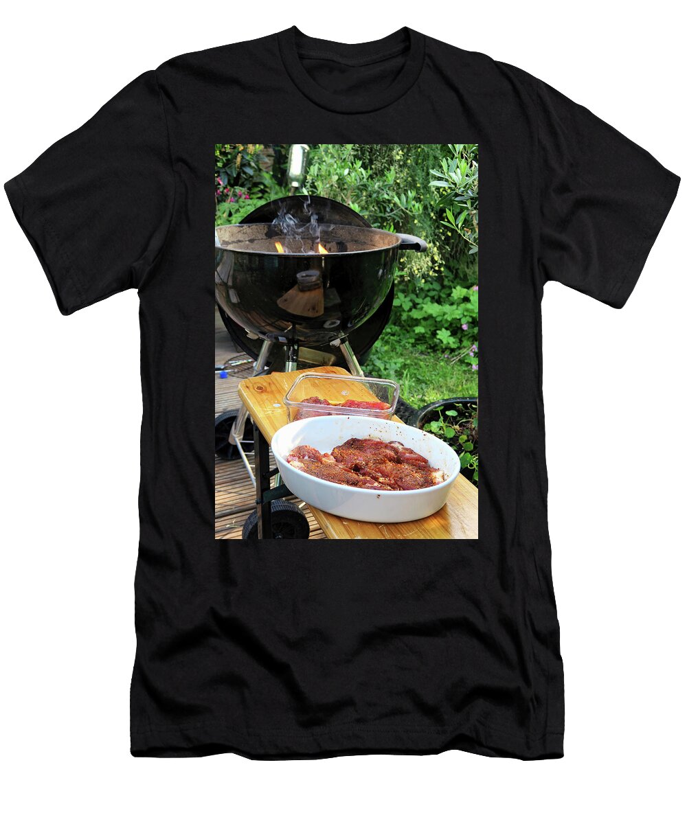 Grilled Meat in Front of a Barbecue in a Garden Petr Gross T-Shirt