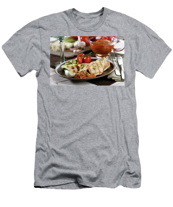Grilled Meat with Grilled Vegetables and a Romanesco Broccoli Sauce Gastromedia T-Shirt
