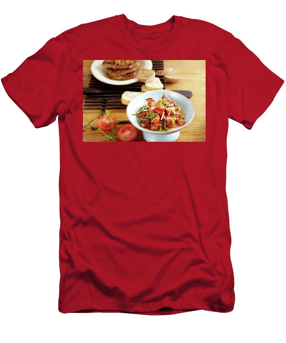 Grilled Pork Collar Steaks in an Orange and Ginger Marinade with a Tomato and Parsley Salad Teubner Foodfoto T-Shirt