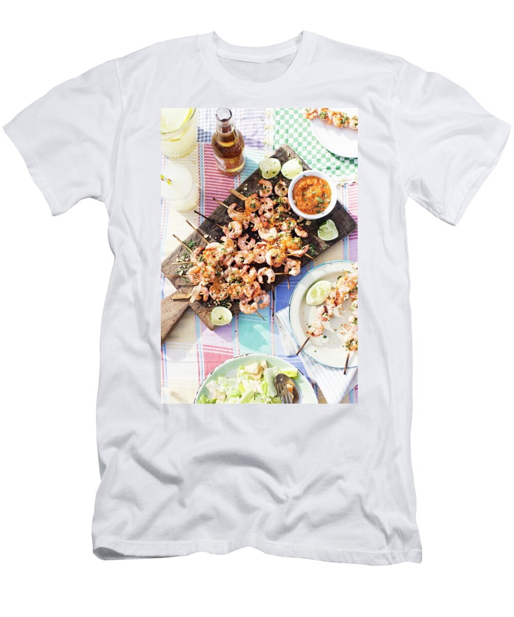 Grilled Prawn Skewers with Lime Coriander and Pineapple Helen Cathcart T-Shirt