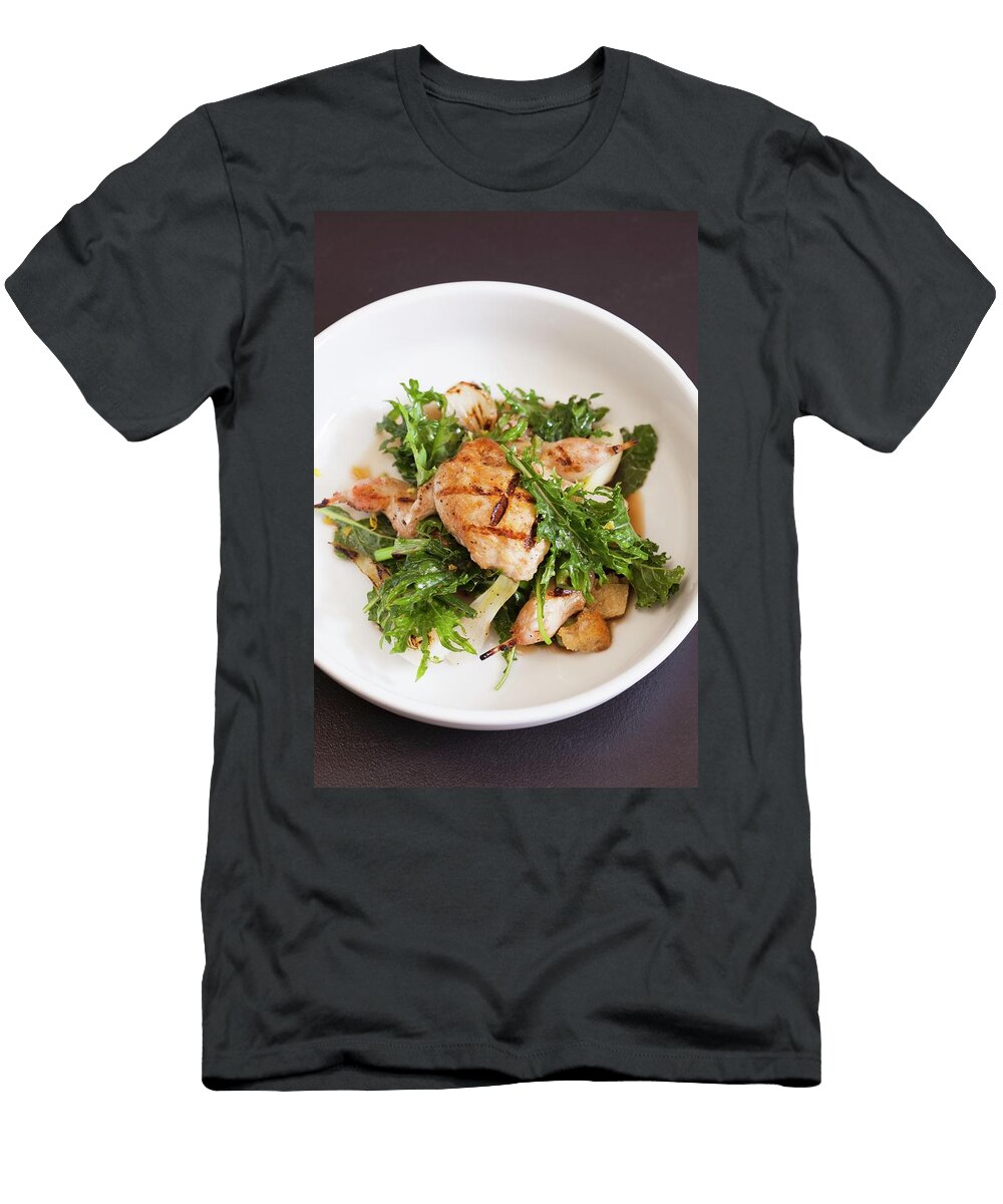 Grilled Quail with Wilted Baby Kale Salad and Onions Jennifer Martine T-Shirt