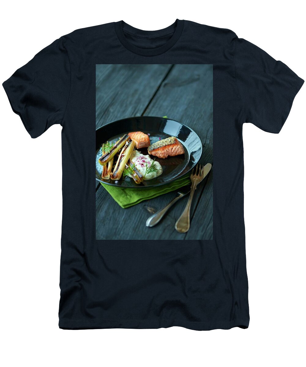Grilled Salmon and Leek with Dill Cream Martin Dyrlv T-Shirt