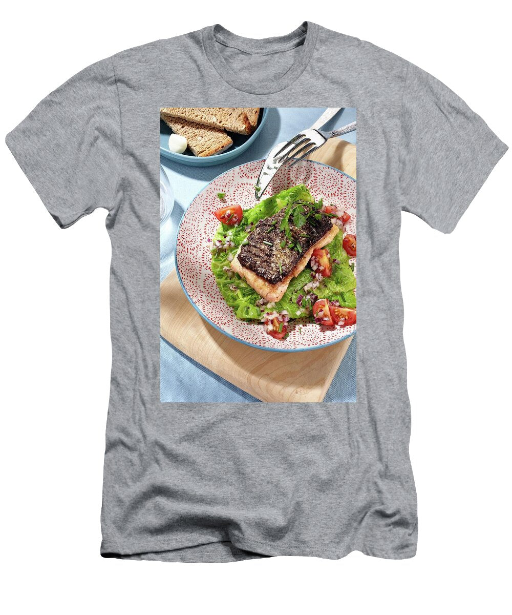 Grilled Salmon on a Cabbage Medley with Onions and Tomatoes Alessandra Pizzi T-Shirt