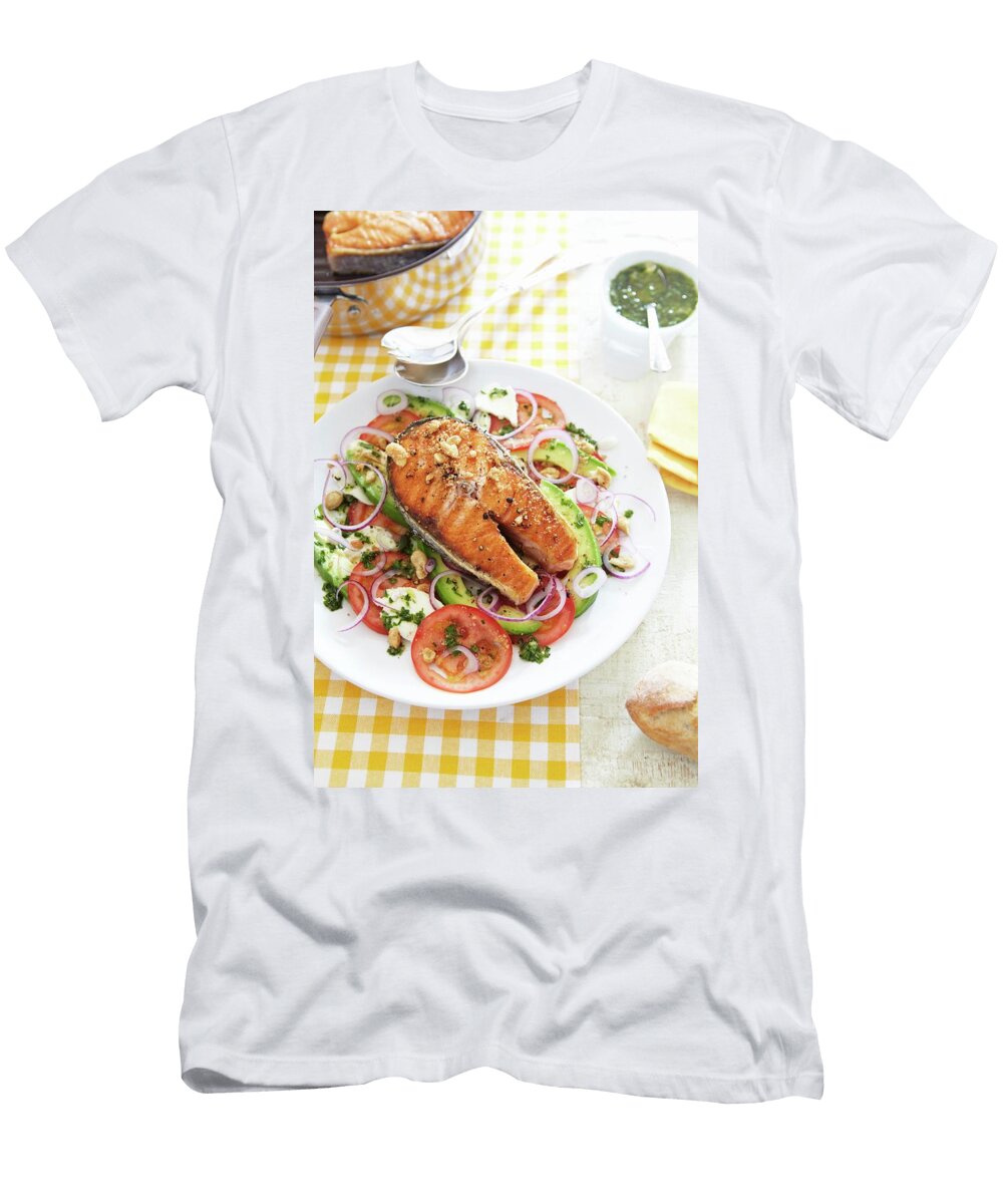 Grilled Salmon Steak on a Tomato and Avocado Salad Kirchherr Jo T-Shirt