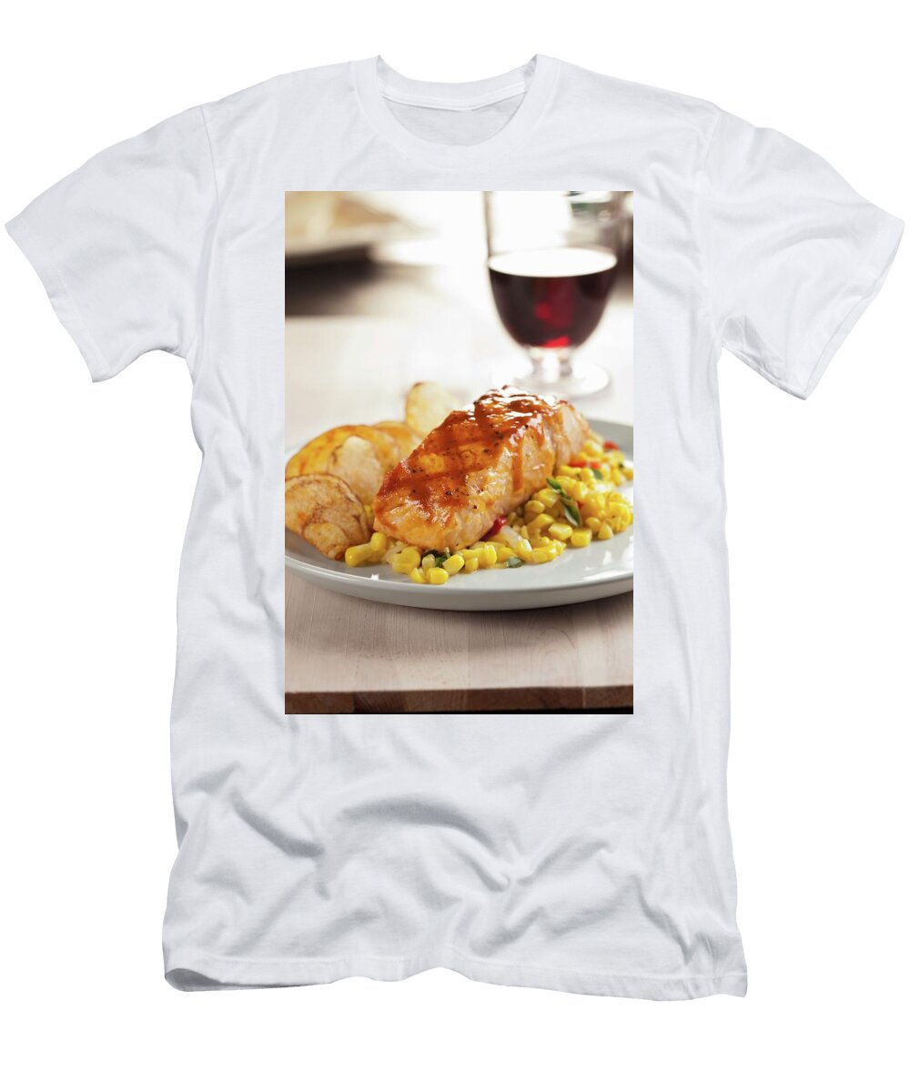 Grilled Salmon with Sweetcorn and Homemade Crisps Rene Comet T-Shirt