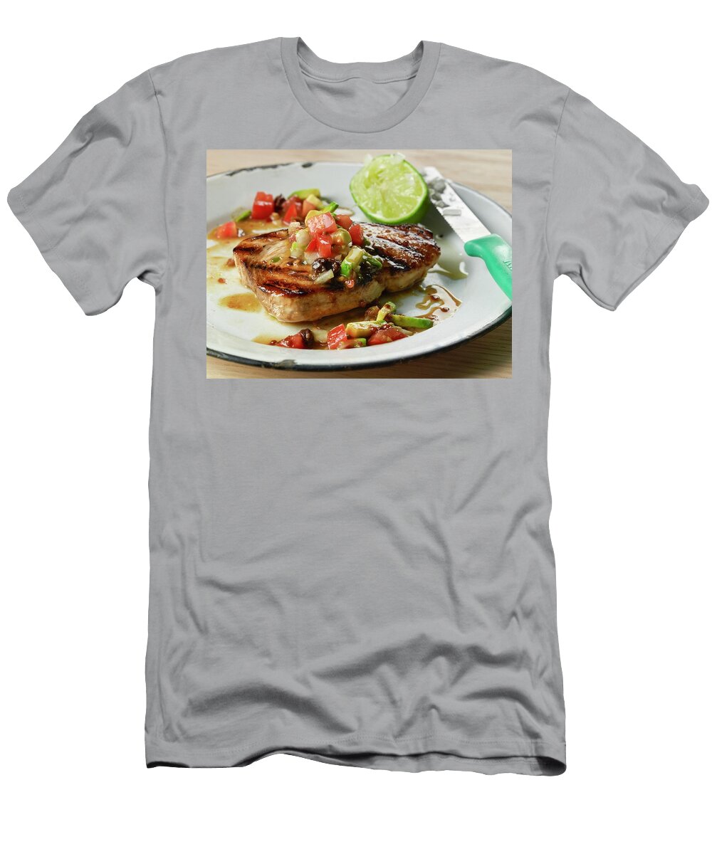 Grilled Swordfish with Tomato and Avocado Salsa Rene Comet T-Shirt