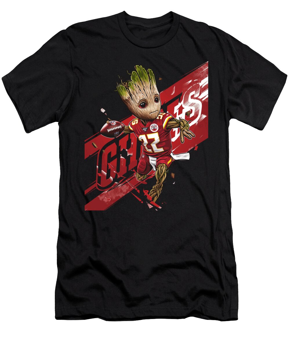 Groot Vs Chiefs Logo Elevating Cecils Willis T-Shirt