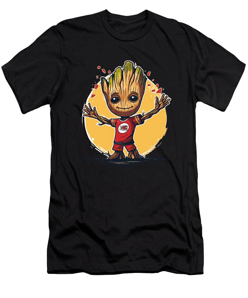 Groot Vs Chiefs Logo Exiting Art Cecils Willis T-Shirt