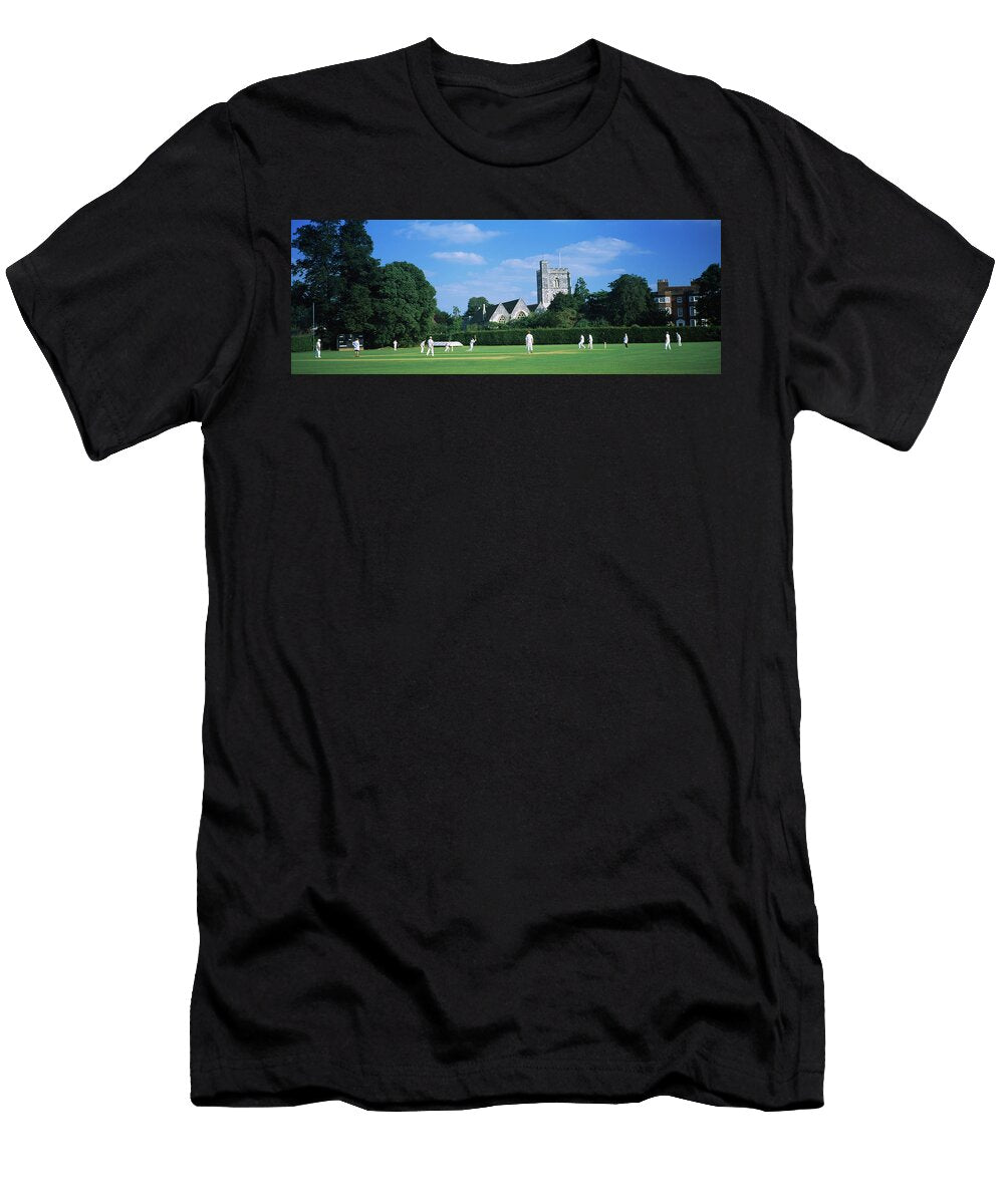 Group of People Playing Cricket Panoramic Images T-Shirt