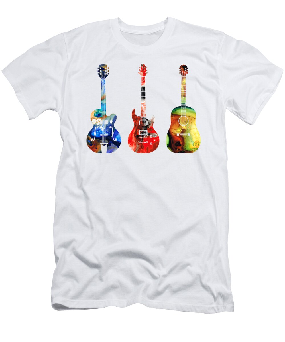 Guitar Threesome Colorful Guitars By Sharon Cummings Sharon Cummings T-Shirt