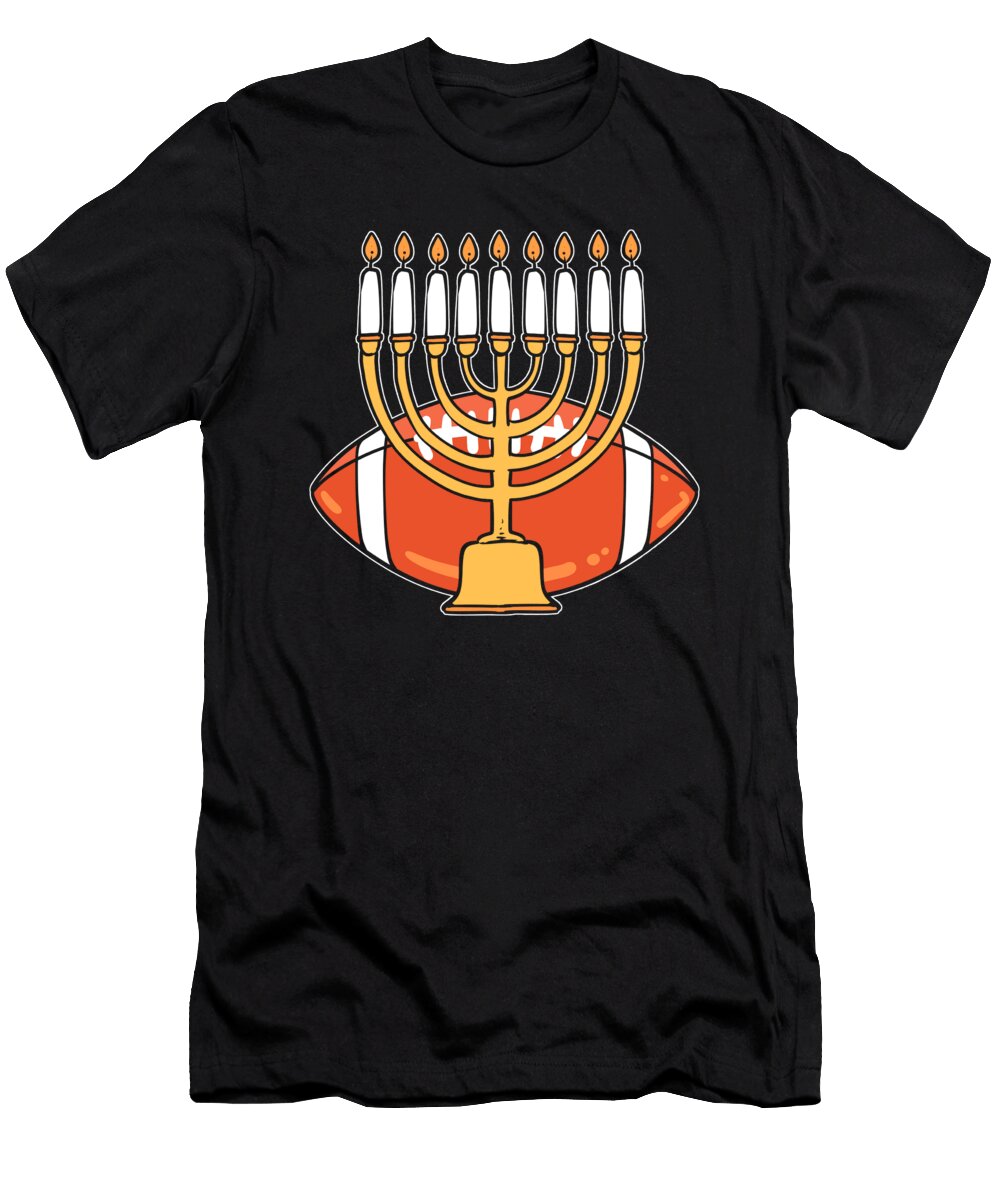 Hanukkah American Football Jewish Menorah Candles Alessandra Roth T-Shirt