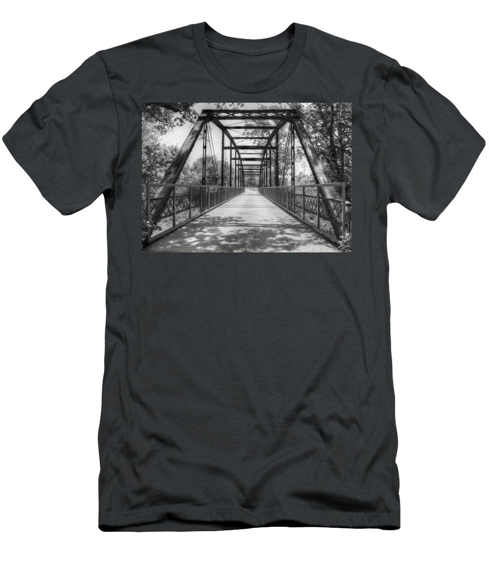 Hinkson Creek Bridge in Black and White Cricket Hackmann T-Shirt